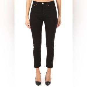 RE/DONE High Rise Ankle Crop Skinny Jean Black
